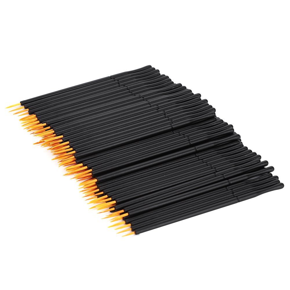 Uxsiya 100 Pcs Disposable Eyeliner Brush, Nylon Tip, PP Handle, Black, For Eyelining, Lip Liner