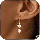 Dangle Earrings for Women, 14k Gold Plated Stud Pearl Drop Earring Dainty Gold Earrings for Women Trendy Cute Prom Bridal Earring Long Wedding Pearl Earring Everyday Jewelry