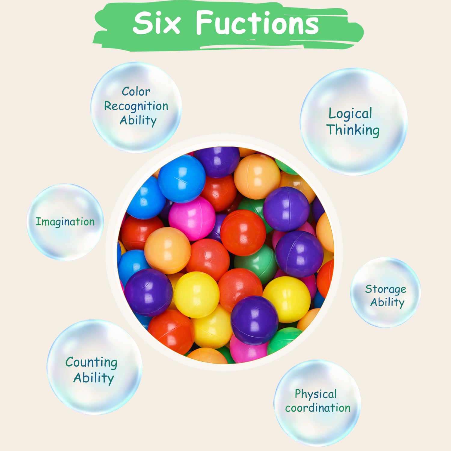 Ball Pit Balls Phthalate Free BPA Free Crush Proof Plastic - 7 Bright Colors in Reusable Play Toys for Kids with Storage Bag