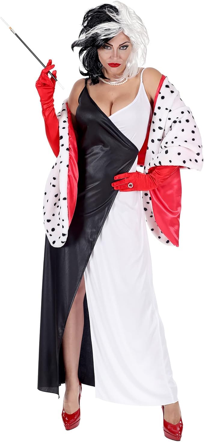 Widmann Fancy Dress Costume Womens Ladies Evil Cruella Halloween Adult Outfit S