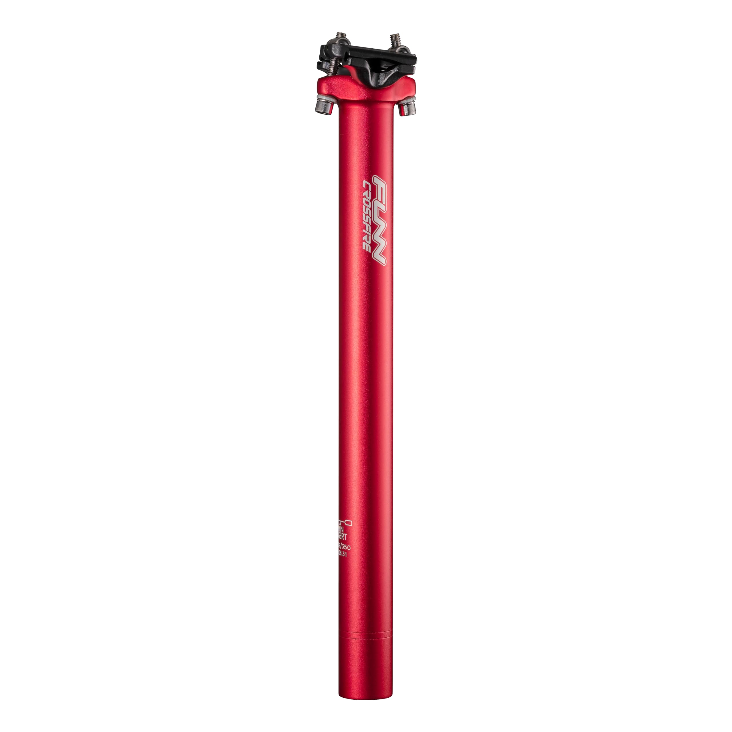 Funn Crossfire Bike Seat Post, Length 350mm, Diameter 30.9mm, Aluminum Alloy AL6061, 3D Forged, One Piece Head and Shaft (Blast Red)