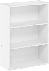 Furinno PASIR 3-Tier Book Shelf Storage Bookcase White 23.7"W x 31.5"H Particle view 8