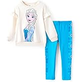 Disney Frozen Minnie Mouse Stitch Princess Fall Toddler Girl Outfit 2 Piece Girl Clothes Long Sleeve Sweatshirt and Leggings