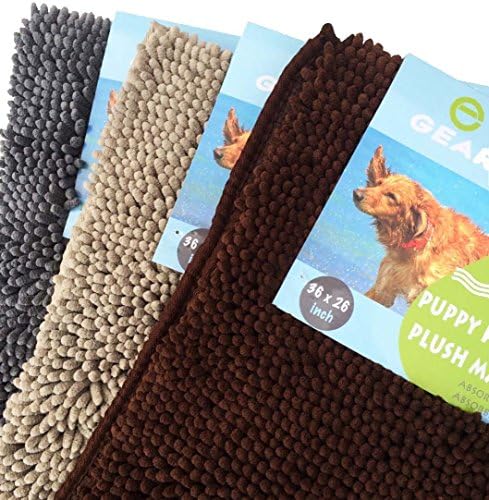 Puppy Paws Plush Mat - Super Absorbent Microfiber Chenille Non-Slip Soft Multipurpose Mat - 26" x 36" Brown - SPECIAL INTRODUCTORY PRICE!