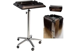 yeshine Hair Extension Tool Tray Trolley Cart, Rolling Salon Tray Cart Height Adjustable, Aluminum Salon Tray on Wheels for Hairstylist, Hair Salon Wig Holder Removable