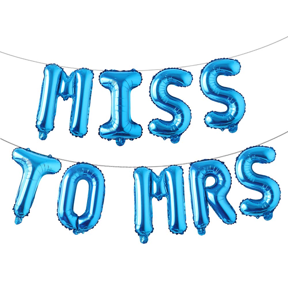 Photo 1 of 16 inch multicolor MISS TO MRS Balloons Banner Foil Letters Mylar Balloons for Bachelorette Party, Wedding, Bridal Shower CANNOT FLOAT (Blue)