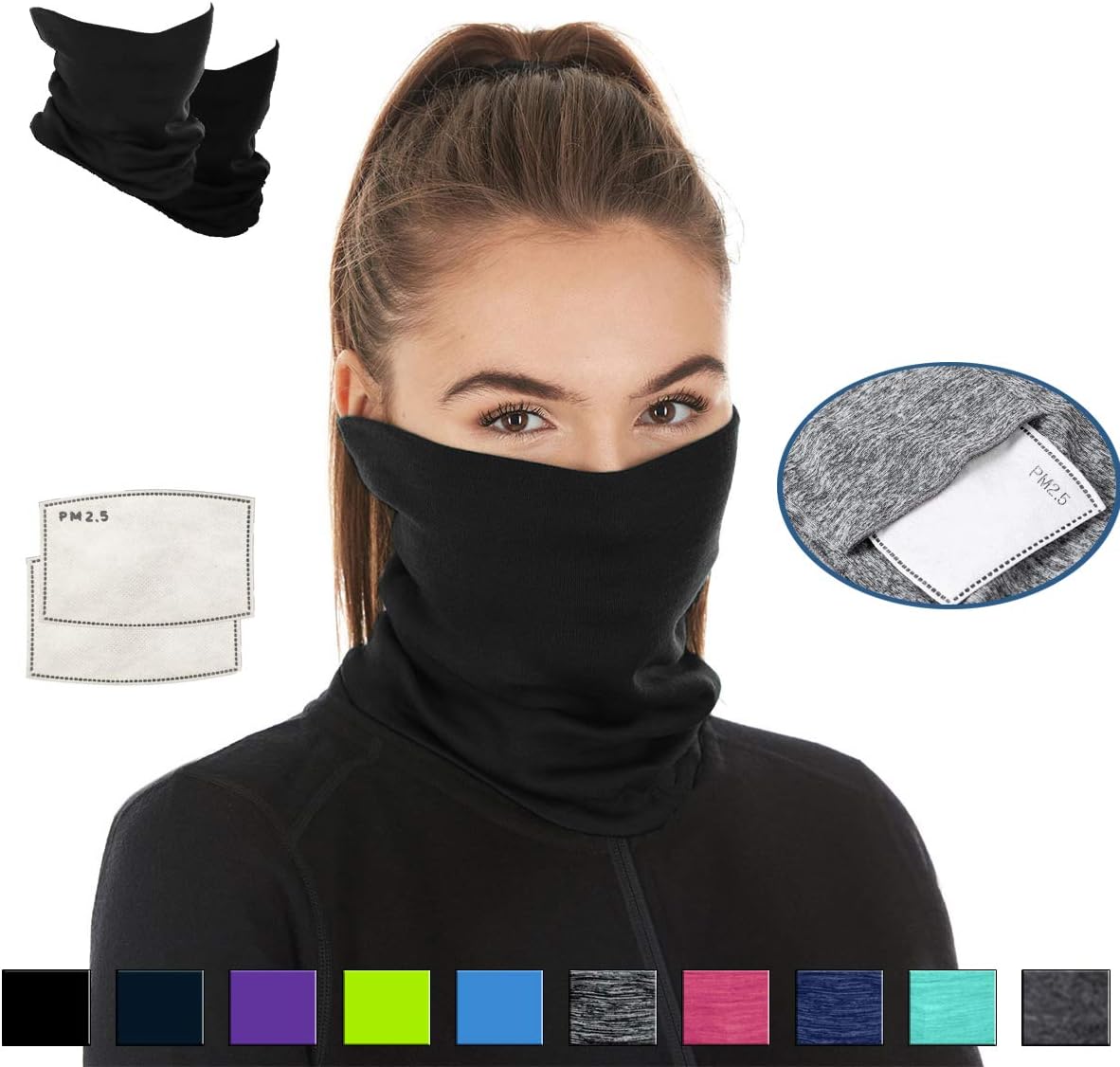 Scarf Bandanas Neck Gaiter with Safety Carbon Filters,Multi-purpose Face Cover For Men women Sports/Outdoors 17pcs
