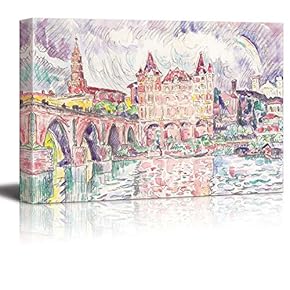 View of Montauban in The Rain by Paul Signac - Canvas Print Wall Art Famous Painting Reproduction - 12" x 18"