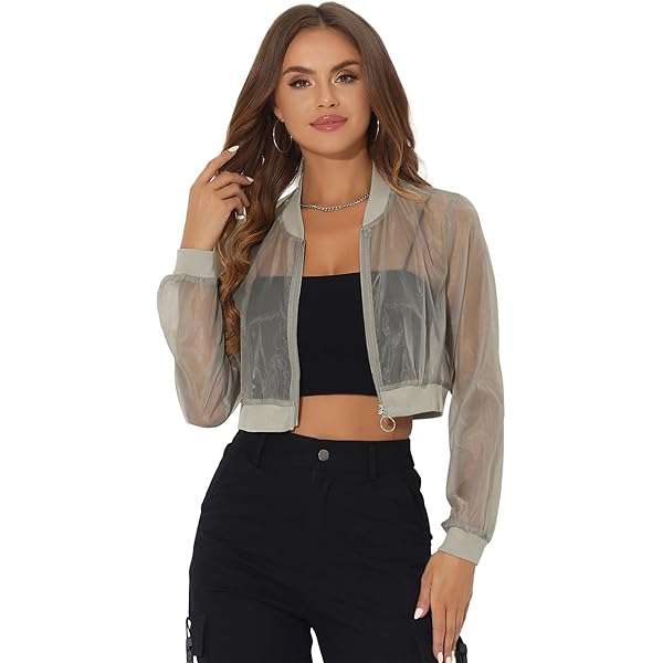 ジャケット・アウター Sheer sleeve asymmetry cropped jacket Sheer sleeve asymmetry cropped jacket