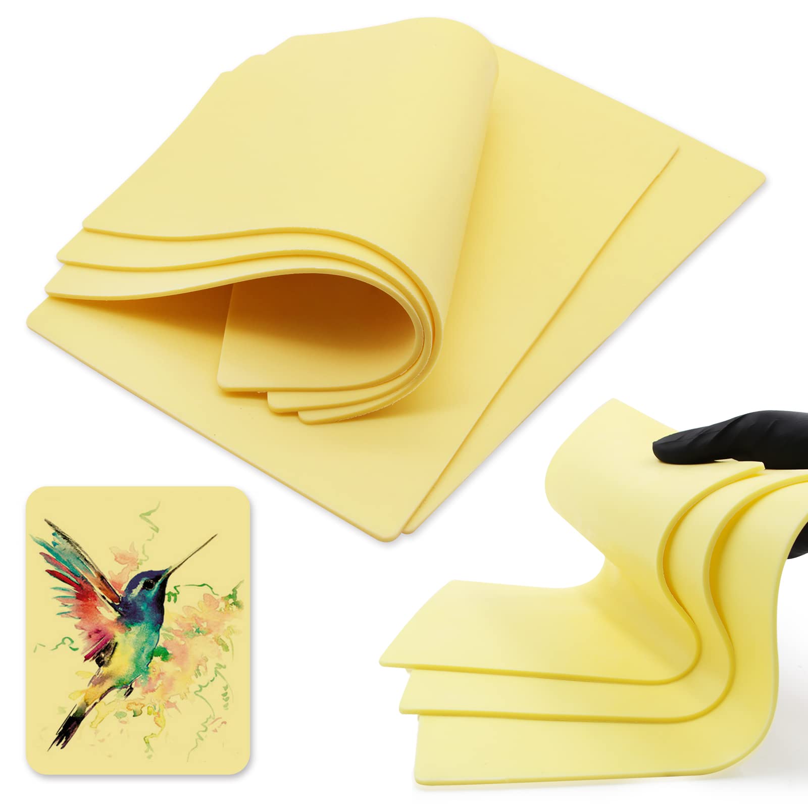 TONBAO 4 Pcs Double Sided Practice Skins - 20x30cm, Soft, Yellow, Water Resistant, Adult Tattoo Skins for Beginners & Experienced Artists