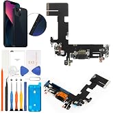 Olivechard for iPhone 13 Lightning Charging Port Replacement USB Dock Connector Flex Cable Assembly Includes Waterproof Tape &amp; Tool Kit for A2633 A2482 A2631 A2634 A2635 (Midnight)