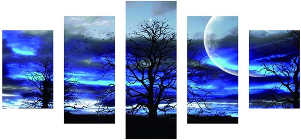 Pratcgoods 5 Sets of Splicing Painting Diamond Painting Kits for Adults Full Drill DIY 5D Diamond Painting Embroidery Cross Stitch Arts Craft Picture Kit for Wall Decor, Blue Moon