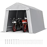 VEVOR Portable Outdoor Storage Shelter Shed, 8 x 14 x 7.6 ft Heavy Duty Instant Storage Tent Garage Sheds with Roll-up Zipper Door for Motorcycle, Bike, Garden Tools
