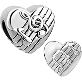 KunBead Music Musical Note Silver Love Heart Bead Charms Compatible with Pandora Charm Bracelets Birthday Jewelry Gifts for Women