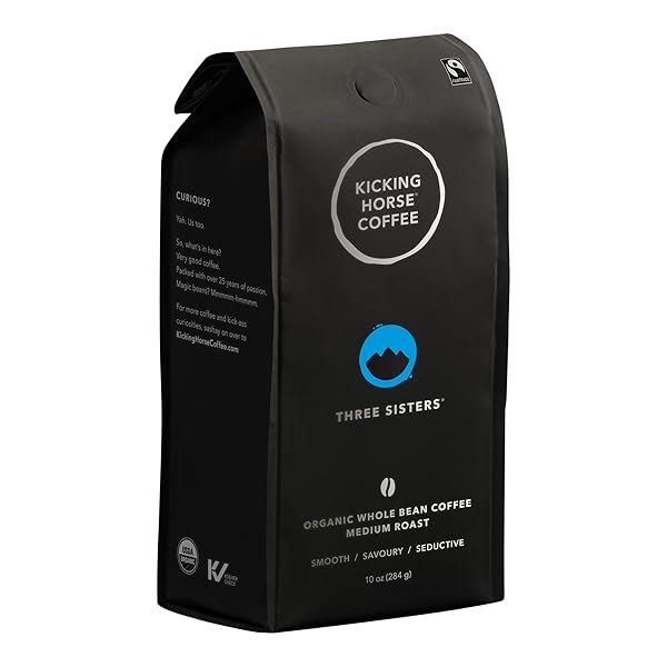 KICKING HORSE COFFEE, THREE SISTERS, MEDIUM ROAST, WHOLE BEAN, 10 OZ