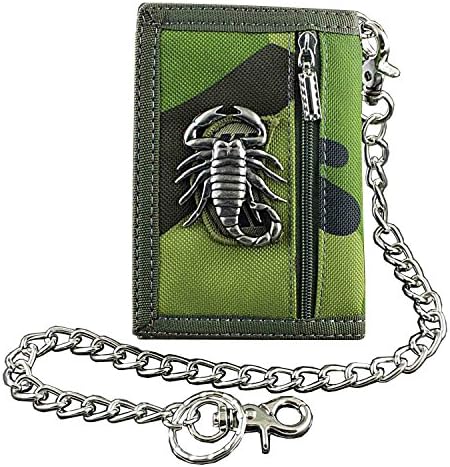 Mens Boys Trifold Covans military camouflage army wallet With anit theft chain (Scorpion)