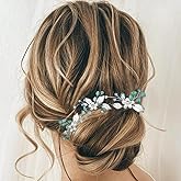 Heread Pearl Flower Bride Wedding Hair Pins Silver Leaf Bridal Hair Accessories Rhinestone Hair Pieces for Women and Girls (Pack of 3)