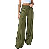 BTFBM Palazzo Pants for Women 2026 Spring Summer Casual Lounge Pants High Waist Flowy Trousers Baggy Wide Leg Pants