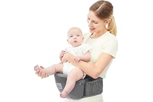 Bebamour Baby Carrier Hip Seat 0-36 Months Lightweight 3 in 1 Baby Carrier Newborn to Toddler HipSeat (New Grey)