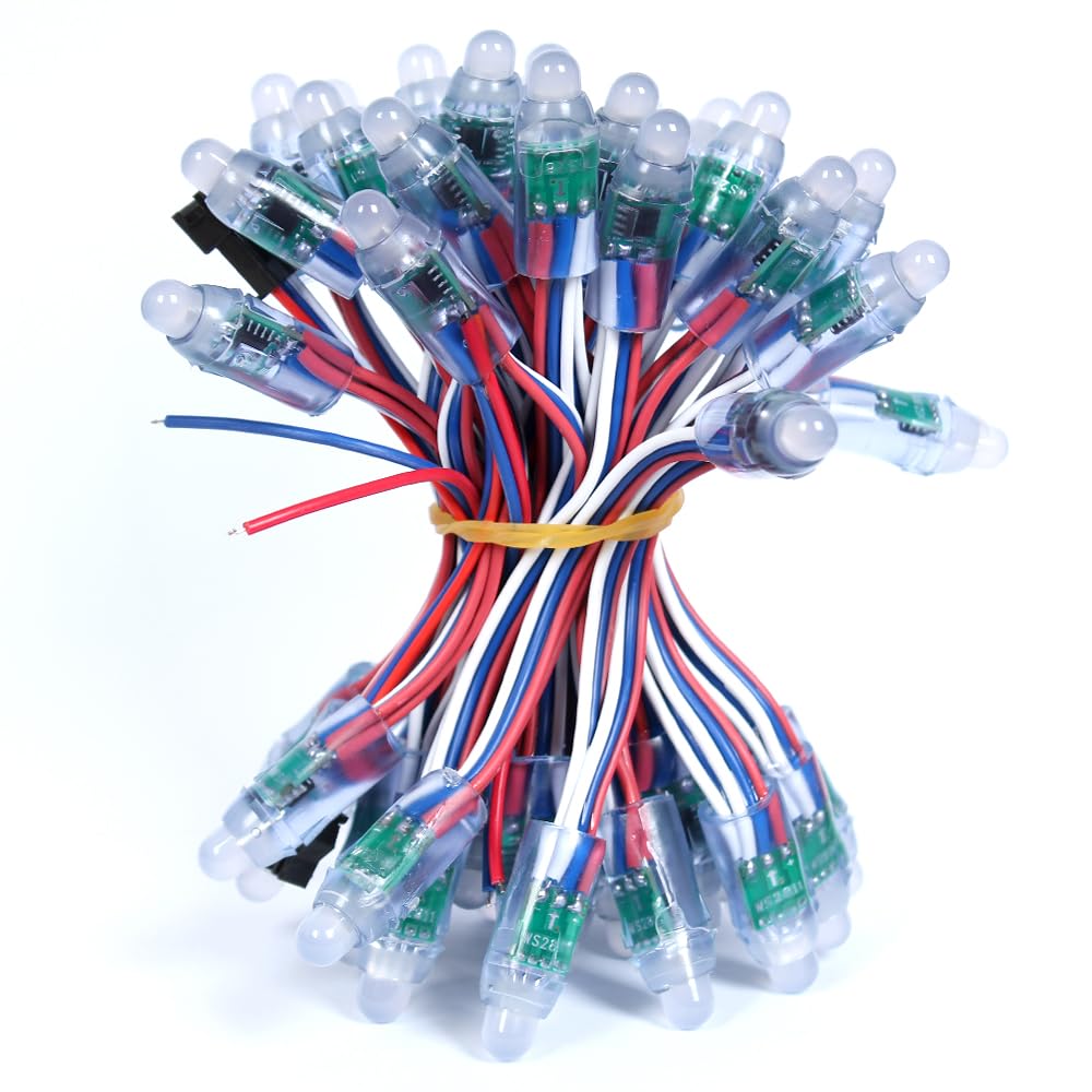 ruimeimei 50PCS DC12V 12MM WS2811 RGB Full Color Pixels Digital Addressable LED String Waterproof Outdoor Advertising