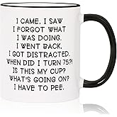 Shqiueos Funny 75th Birthday Gifts for Women Men Mug 11oz, 75 Year Old Birthday Gifts for Her Him, Happy 75th Bday Gift Idea for Mom Dad Grandpa Grandma, 1951 Birthday Gift Decorations Coffee Cup