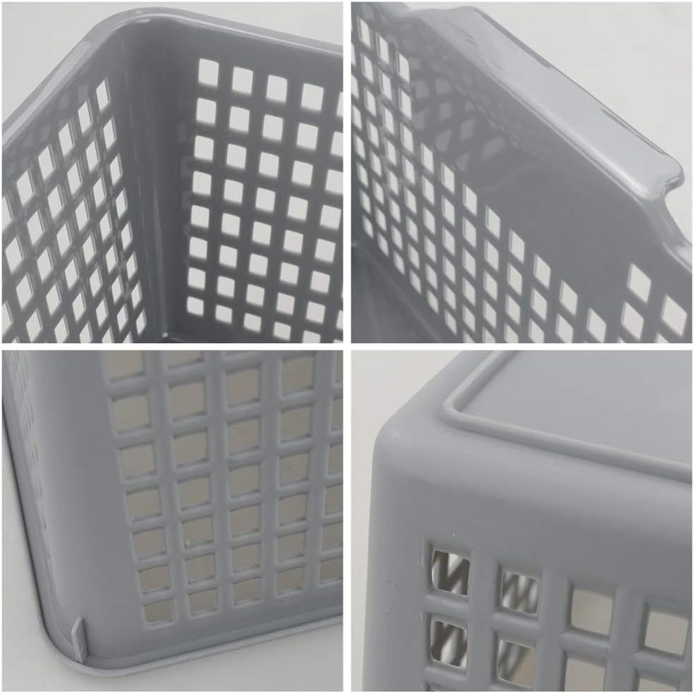 Yarebest Large Plastic Storage Basket Box, Cupboard Storage Baskets, 3-Pack (Grey), 35 cm x 26 cm x 14.5 cm - Image 5