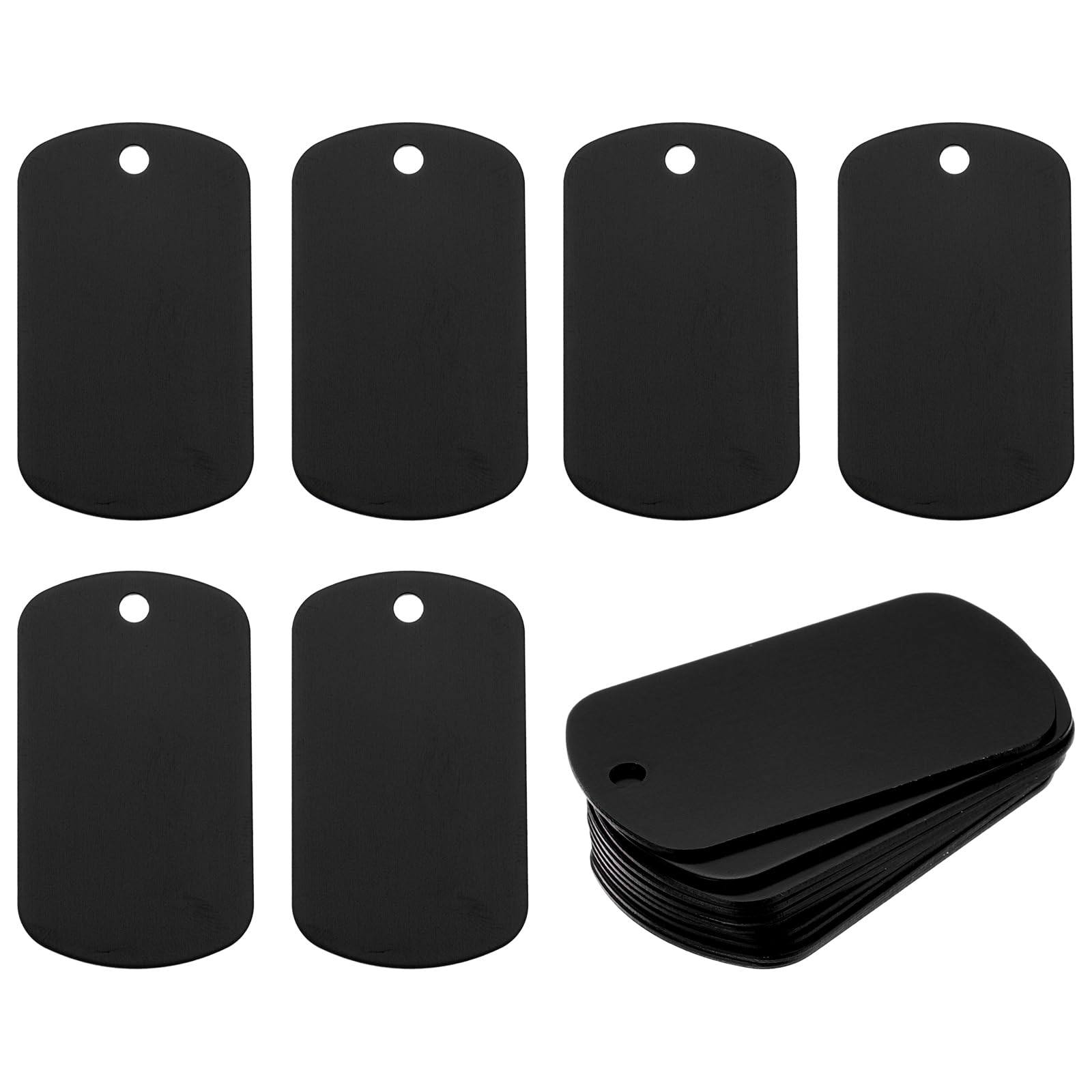 Rebower Aluminum Blank Tags Engraving Metal Stamping Blanks,[for Number Tag, Dog Tag,Pendant Decoration] - 2 x 1.2 Inch/Black / 25 Pcs
