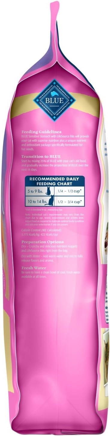 Blue Buffalo for Cats Sensitive Stomach Adult Dry Cat Food, Chicken & Brown Rice 15-lb (601) : Dry Pet Food : Pet Supplies