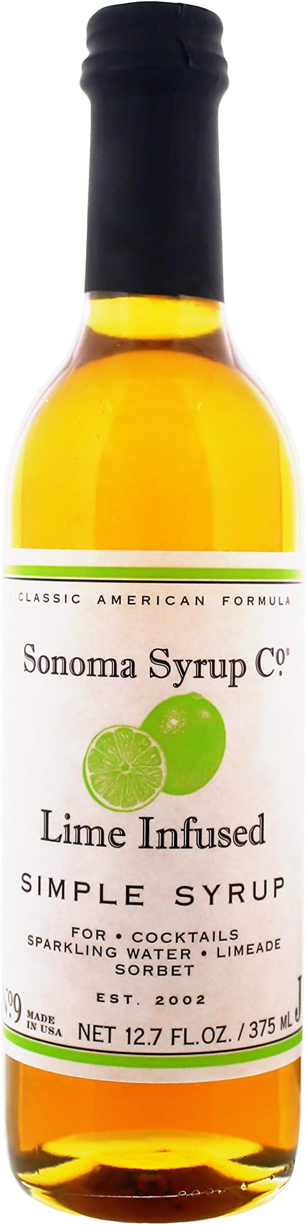 Lime Infused Simple Syrup 12.7 fl oz | for Cocktails, Tea, and Baking | Hand Crafted in the USA