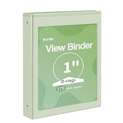 SUNEE 3 Ring Binder 1 Inch 1 Pack, Clear View