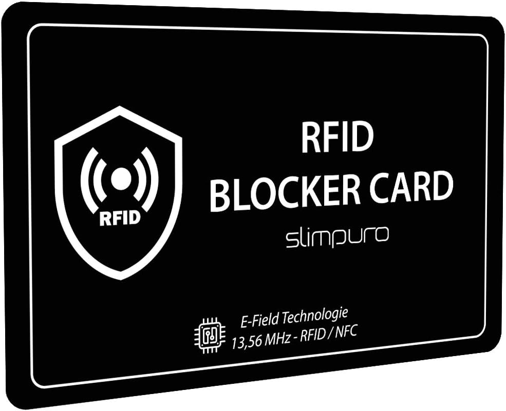RFID Blocking Card NFC Safety Card - Signal Deterrent - Set with 2 TÜV accredited RFID and NFC Passport Covers - A Single Card Protects Your Entire Wallet: Bank Card - Credit Card - ID Card