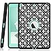 iPad A1893/A1954/A1822/A1823 Case, Hocase Heavy Duty Shockproof Silicone Rubber+Hard Shell Hybrid Protective Case w/Cute Floral Pattern for iPad 9.7 5th/6th Generation 2017/2018 - Black/Teal Green