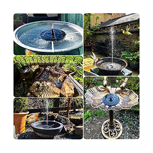 Solar Fountain Pump, 1.4W 6 Nozzles Solar Water Fountain Powered Fountain, Floating Solar Powered Water Fountain Water…
