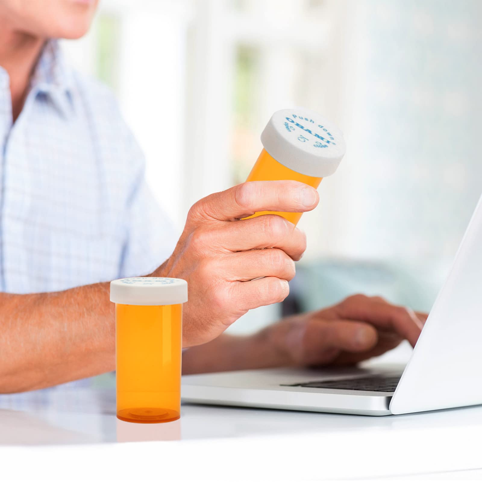 Plastic Medicine Pill Bottles with Child Resistant Caps - Push Down and Turn - Prescription Vial, Medicine Container, Pill Cases Dispenser Organizers (12pcs, 30 Dram)