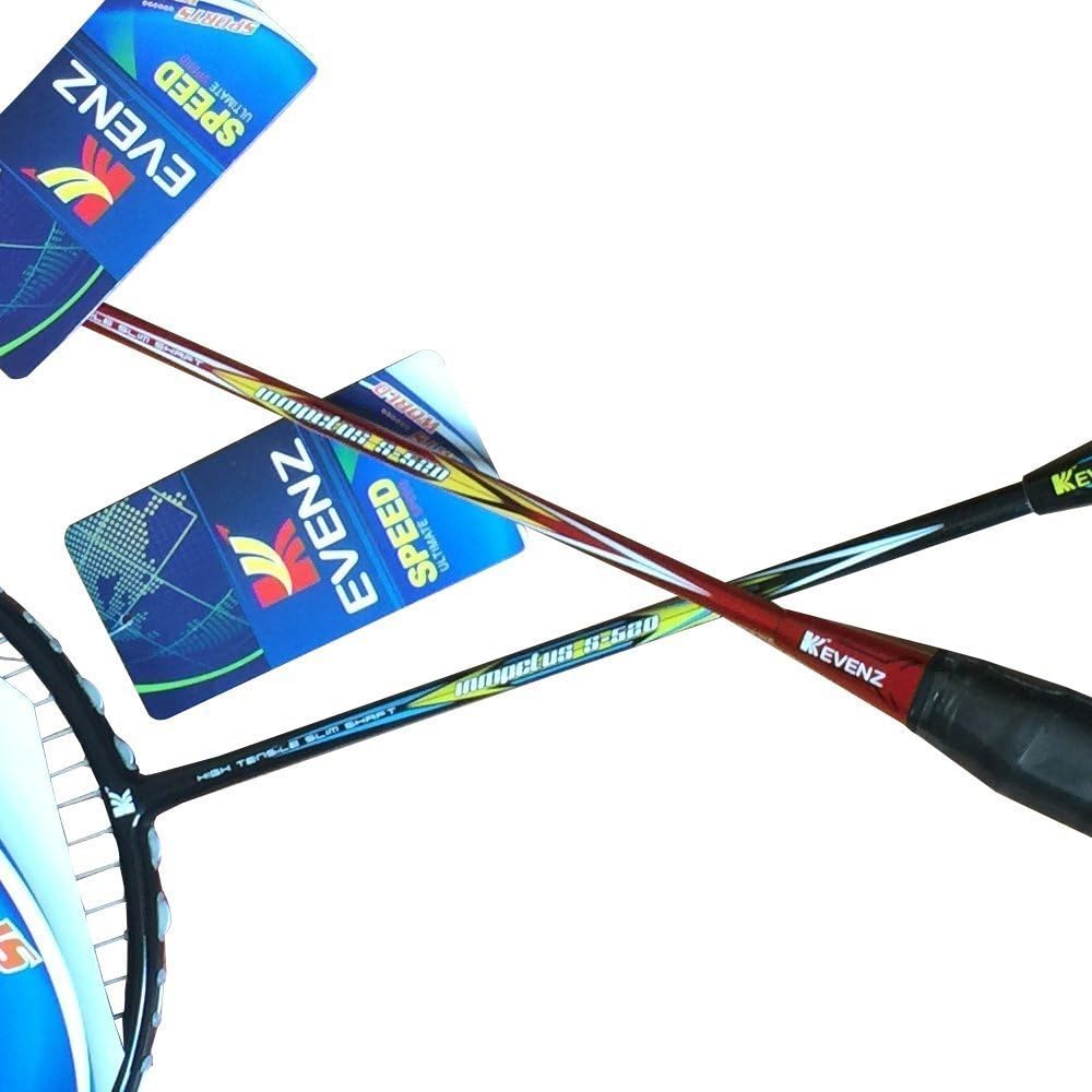 KEVENZ 2 Pack Graphite High-Grade Badminton Racquet, Professional Carbon Fiber Badminton Rackets, 1 Black and 1 Red Racket, 1 Carrying Bag : Sports & Outdoors