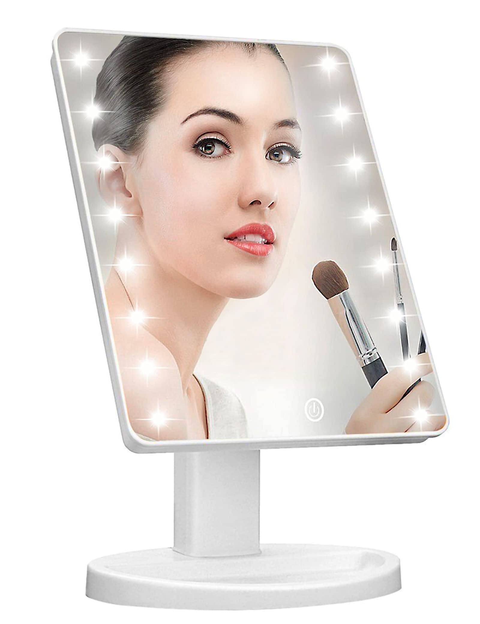 Photo 1 of **NO BOX/NO USB POWER CORD***KOOKIN Lighted Vanity Makeup Mirror 16 Led Lights 180 Degree Rotation Lighted Mirror Touch Screen Adjusted Brightness Desk Mirrors USB Dual Supply Bathroom Beauty Cosmetic Mirrors (White)