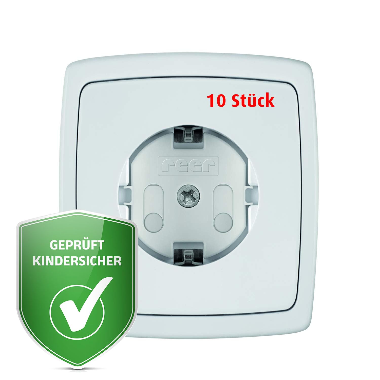 Reer 32010 Screw-On Socket Protectors Pack of 10 White