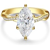LOIPURI 4CT Marquise Cut Moissanite Engagement Ring for Women, Moissanite Wedding Rings 14K Gold/White Gold Plated, Promise Travel Band for Anniversary, Size 5-10
