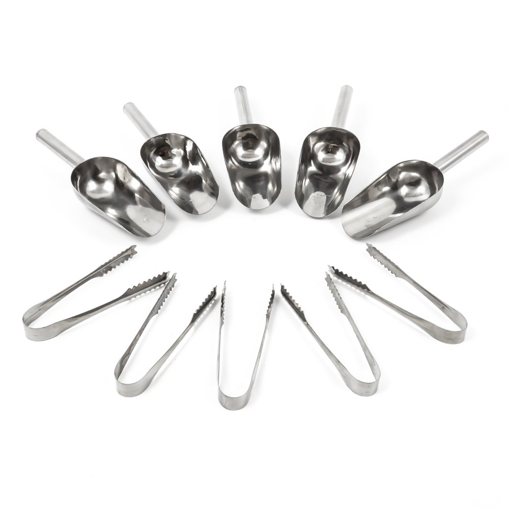 5x8" Sweet Scoops and 5x6" Ice Tongs Wedding Candy Buffet Bar Stainless Set Kit