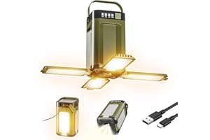 XRDZYXGS Camping Lantern, USB/Solar Camping Lights, Rechargeable Camping Light, 2000mAh Battery, 6 Light Modes, Foldable 4 Le