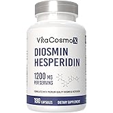 VitaCosmoX Diosmin Hesperidin 1200 mg Complex, 180 Capsules, Citrus Bioflavonoids Rich Fruit Extract, 100% Vegetarian, Non-GMO & Gluten Free Diosmin Supplement with Max Strength