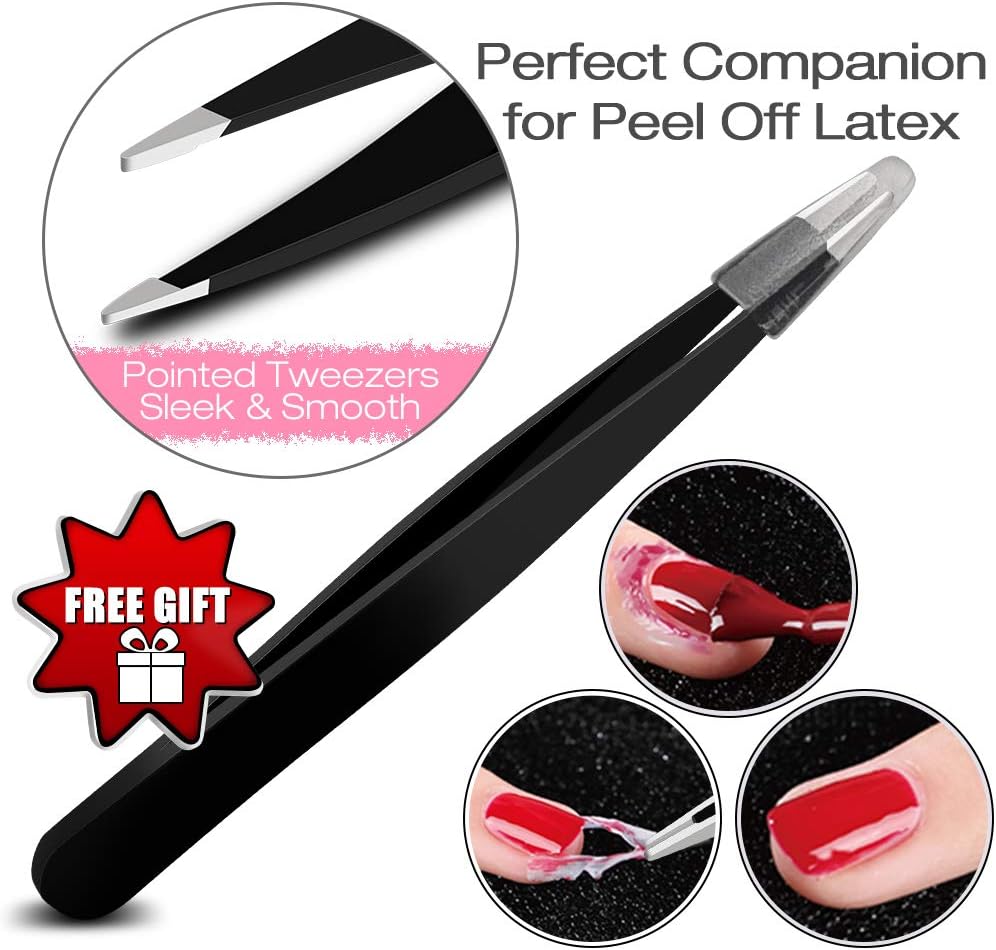 Liquid Latex for Nails - 2PCS Upgrade Fast Drying Peel Off Nail Polish Barrier Cuticle Guard, Stamping Skin Protector Latex Tape with Bonus Tweezers for Various Nail Art by DR.MODE: Health & Personal Care