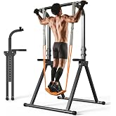 YYJO Foldable Pull Up Bar Free Standing Multi-function Power Tower Dip Bar with Assistance Bands Home Gym Strength Training Equipment
