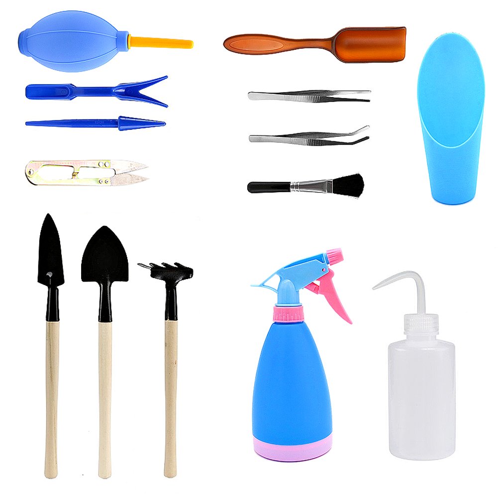 VGoodall 14 Pieces Mini Garden Tools Set，Succulent Transplanting Hand Tool Set include Shovel Rake Spade for Indoor Plant Care