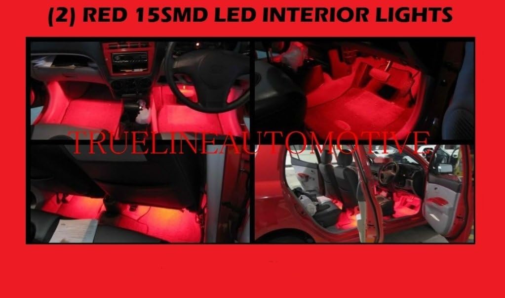 1990-1993 VOLVO 240 (2) 12" Red Foot Well Under dash Floor Light Interior Strips 1210 15SMD 1991 1992 90 91 92 93
