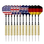 Sametop 12 Packs Steel Tip Darts 18 Grams with Flights, Aluminum Shafts and Brass Barrels