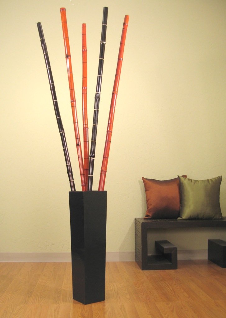 27 In Tapered Floor Vase With 3 Burnt Orange 2 Black Ringed