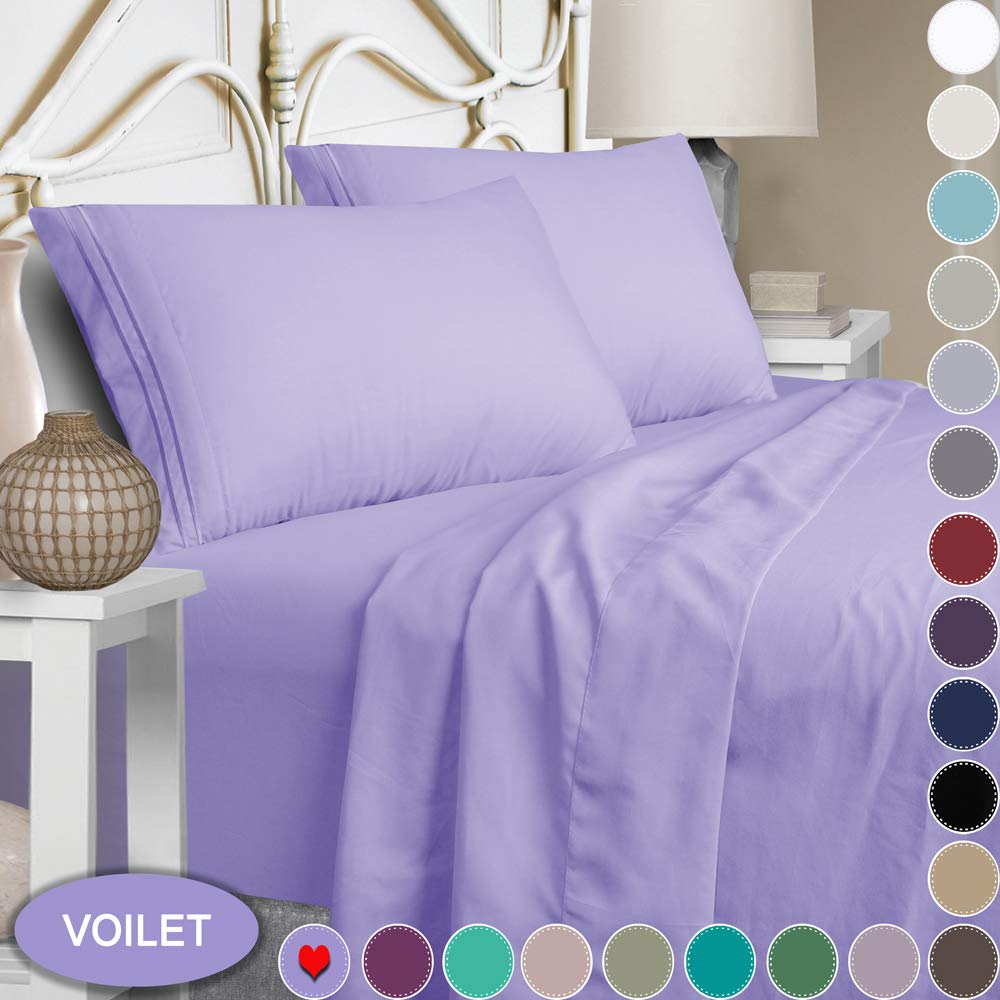 Mejoroom King Size Sheets,1800TC Luxury King Sheets with 15-inch Deep Pocket,Premium Bedding Collection - Extra Soft Breathable Wrinkle Fade Stain Resistant Hypoallergenic - 4 Piece (King,Violet)