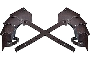 HiiFeuer Medieval Faux Leather Double Pauldron, Vintage Mercenary Knight Shoulder Armor for LARP/Cosplay Ren Faire