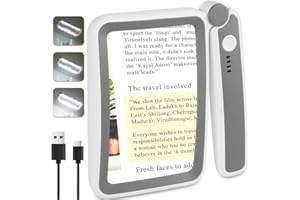 TOBEGIGA Rechargeable Magnifying Glass with Light for Reading, 5X Large Page Magnifier with LED Lighted for Seniors Low Vision, Folding Handheld Lightweight Rectangle Magnifier for Reading Book Small Print